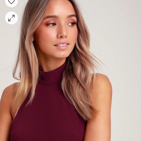 NWT Lulu’s Slice Of Joy Burgundy Halter Maxi Dress XL - Picture 3 of 11